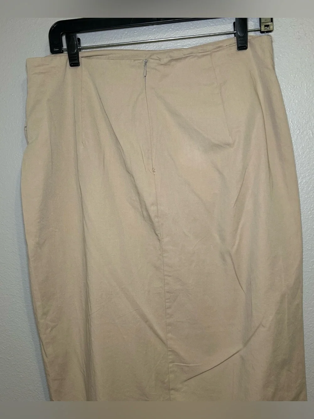 Zara Neutral 100% Cotton Asymmetric Ruched Wrap Midi Skirt Women’s Size Large